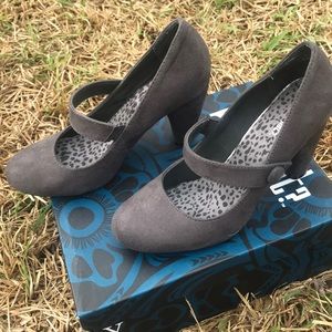 Grey suede heels
